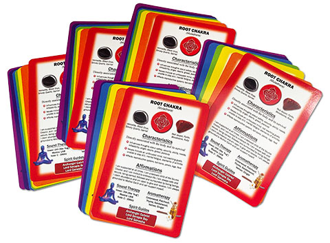 Five sets of Chakra Healing Cards. Each set includes 7 cards. These colorful, glossy, and information packed cards are a truly helpful addition to your Reiki supplies.