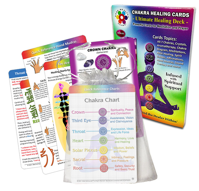 Deck of Chakra Healing Cards - Expanded Healing Suite - Provides Spiritual Guidance through Affirmations, Meditation, Spirit Guides, Symbols, Aromatherapy and Reiki Energy - by Deep Healing Light ®
